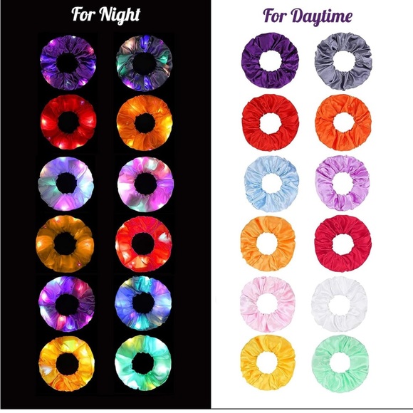 1-Light Up Scrunchie LED Hair Scrunchie Neon Elastic Led Glow Hair Scr… - Picture 2 of 6